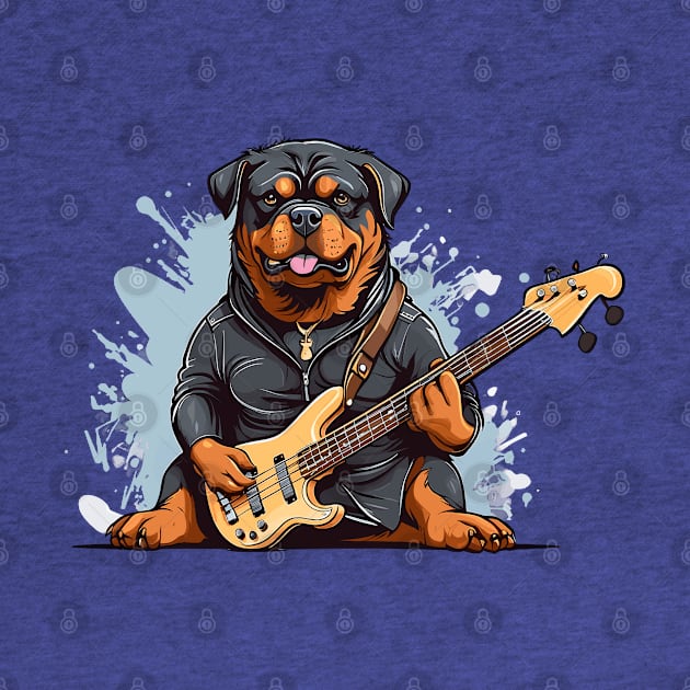 Rottweiler Playing Guitar by Graceful Designs